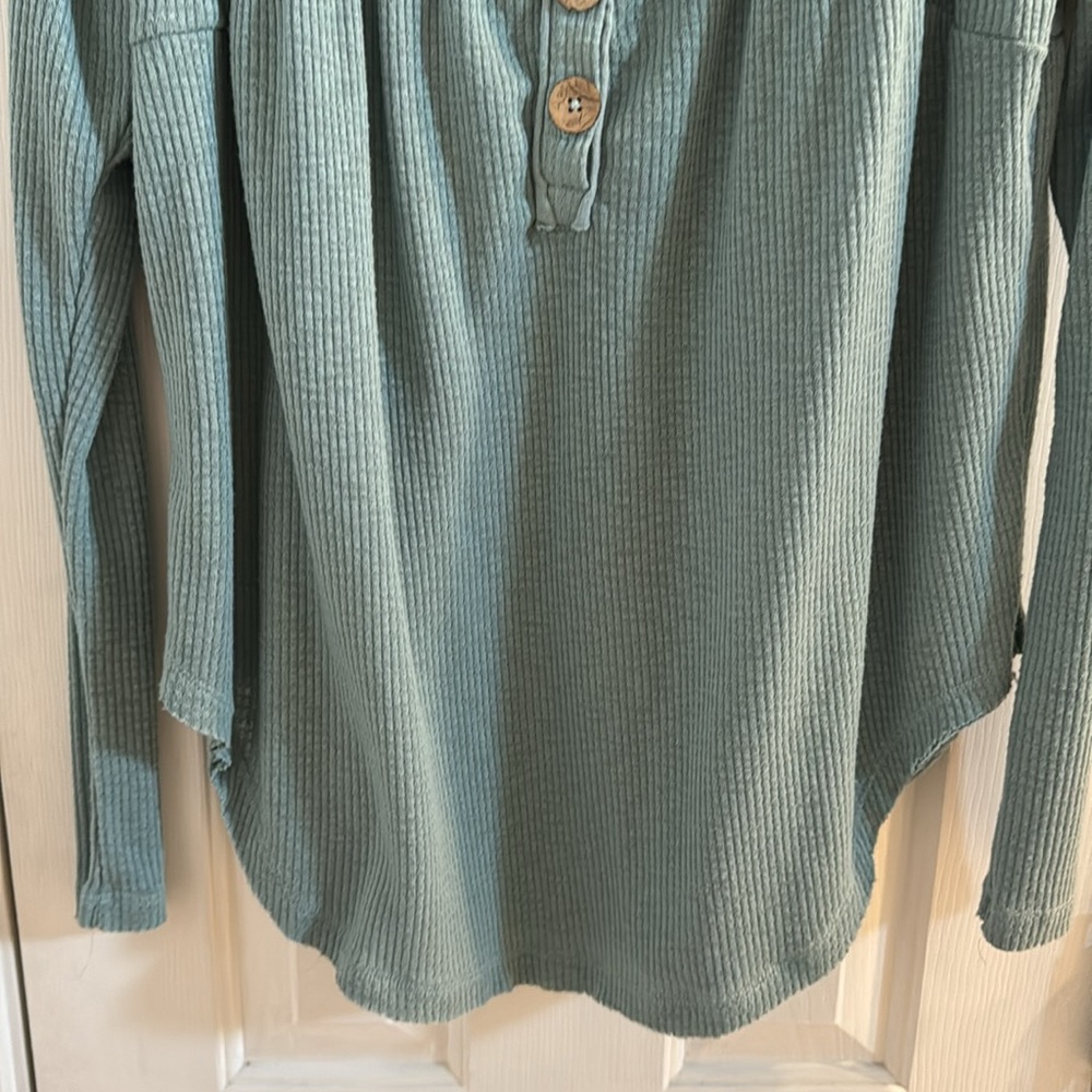 Free People We the Free Henley Waffle Knit Thermal Top - Picture 4 of 11